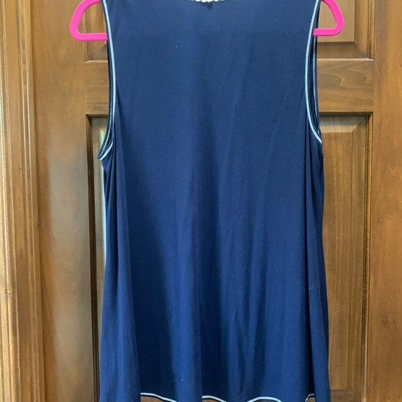 Max Studio navy and cream shirt. Large. - Picture 2 of 4